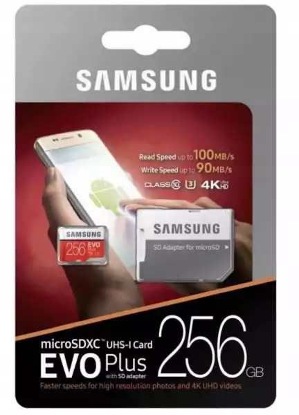 Karta Pamięci Micro Sd Samsung 256Gb Evo+ 100/90Mb