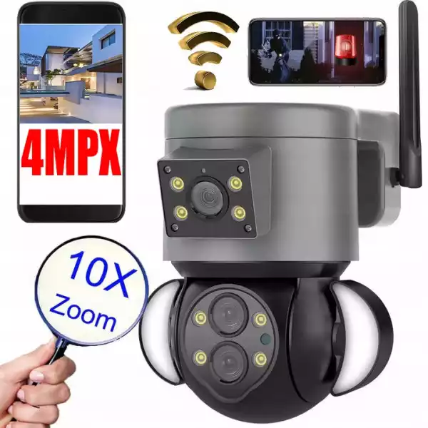 Kamera Ip Zewnętrzna 4Mpx Zoom Optyczny 10X Wifi