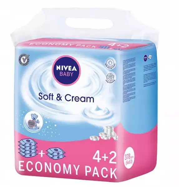 Chusteczki Nawilżane Nivea Baby Soft Cream 378 Szt