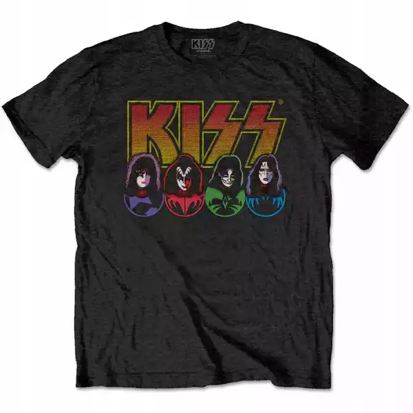 Kiss Logo Faces & Icons Black T-Shirt