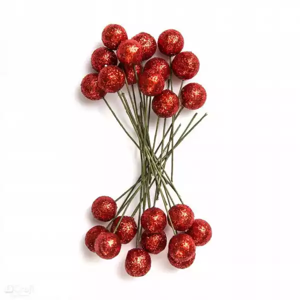 Dekoracje Owoce Ostrokrzewu Czerwone Brokatowe