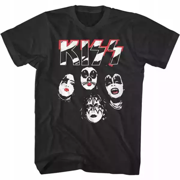 Kiss Logo Faces Black T-Shirt