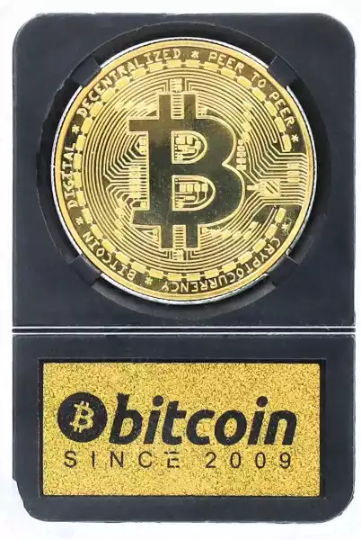 Bitcoin Moneta Złota Kolekcjonerska Kapsel Pudełko