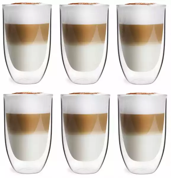 Zestaw 6 Szklanki Termiczne Kawy Latte Herbaty Amo
