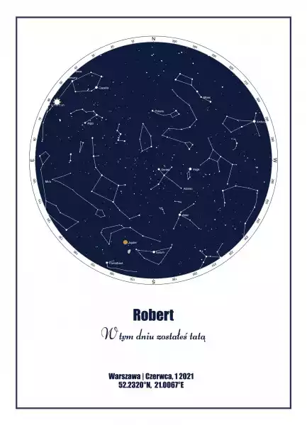 Mapa Nieba Gwiazd Na Dzień Ojca 50X70