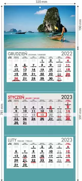 Kalendarz Trójdzielny 2023 Plaża Lux
