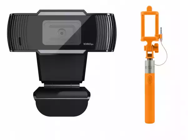 Kamera Internetowa Full Hd +Kijek Do Selfie Orange