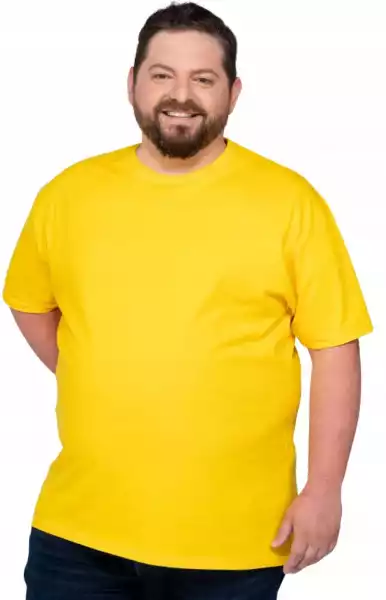 T-Shirt Koszulka 100% Bawełna Kr. Rękaw Żółta 5Xl