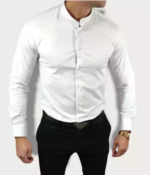 Koszula Ze Stójką Slim Fit Biała Esp01