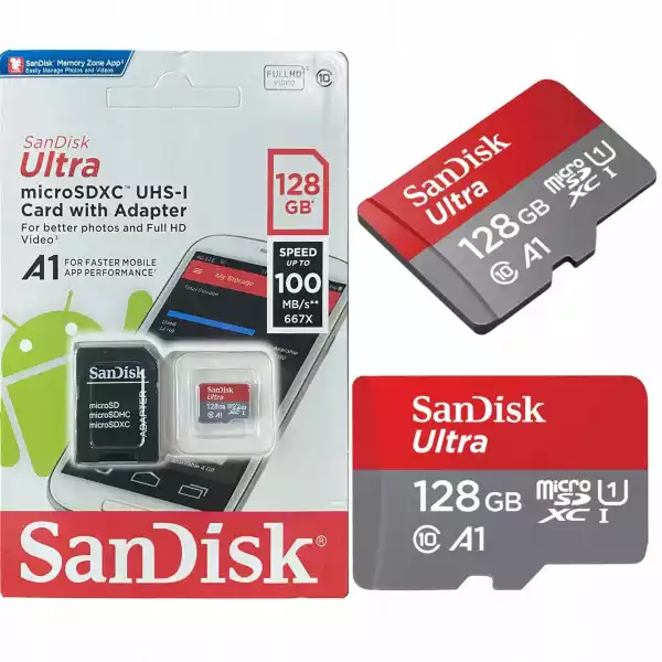 Sandisk 128Gb Micro Sd Karta Pamięci 100Mb/s C10