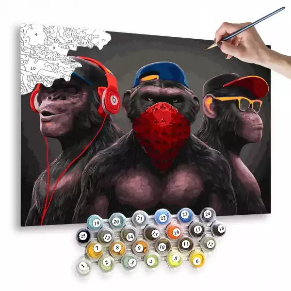 Malowanie Po Numerach, 40X50 Cm Trzy Małpy