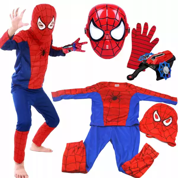 Spiderman Zestaw Strój Maska Rękawica Sieć 3W1