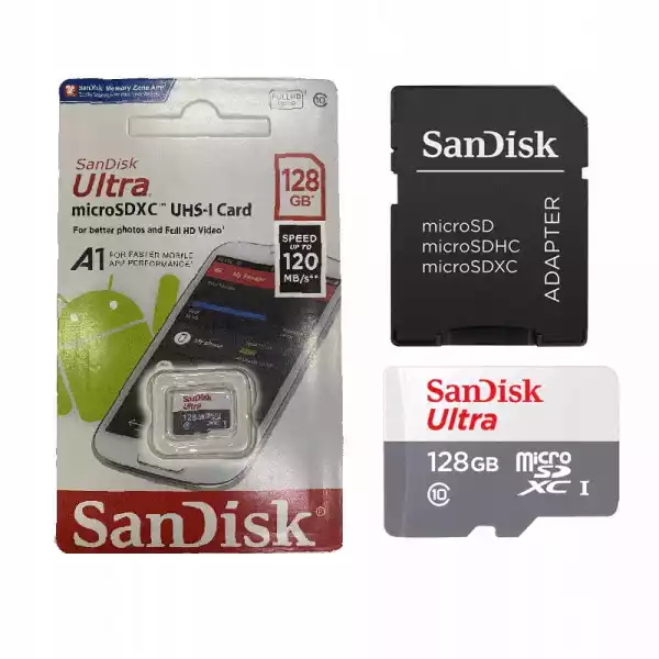 Sandisk Karta Micro Sd 128Gb Pamięci 100Mb/s Biały