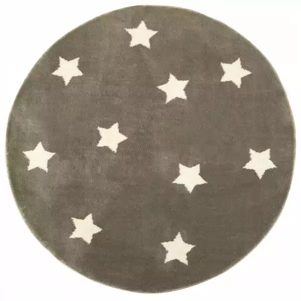Śr. 140 Cm Szary Brązowy Dywan W Gwiazdki Okrągły