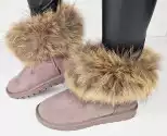 inna Szare Skórzane Śniegowce Emu Botki Z Futrem 40