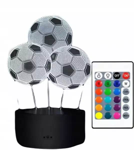 Lampa 3D Led Usb Football Piłka Nożna 3X Pilot