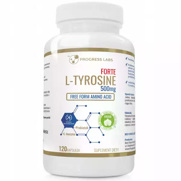 L-Tyrosine Forte 500Mg +L-Leucyna Dla Wegan 120Kap