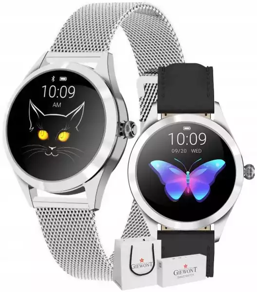 Smartwatch Zegarek Damski Srebrny Dodatkowy Pasek