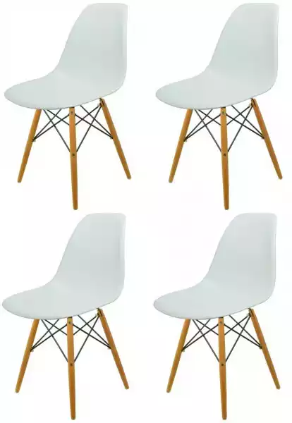 Zestaw 4 Szt Krzeseł Design Dsw France Biały
