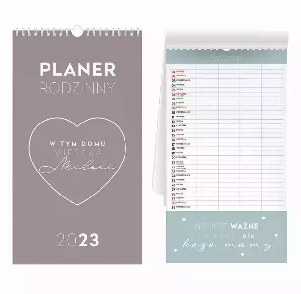 Kalendarz Ścienny 2023 Miłość Planer Rodzinny