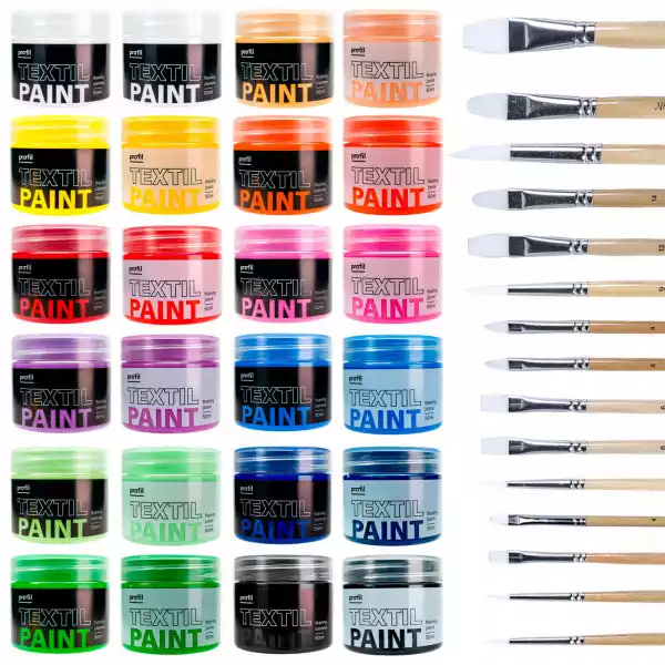 Duży Zestaw Farby Do Malowania Materiału+ Pędzle