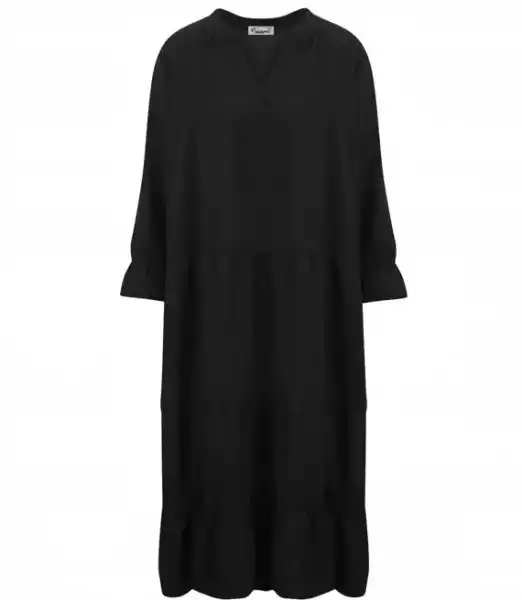 Roma Długa Oversize Sukienka Z Falbanami +Size 54