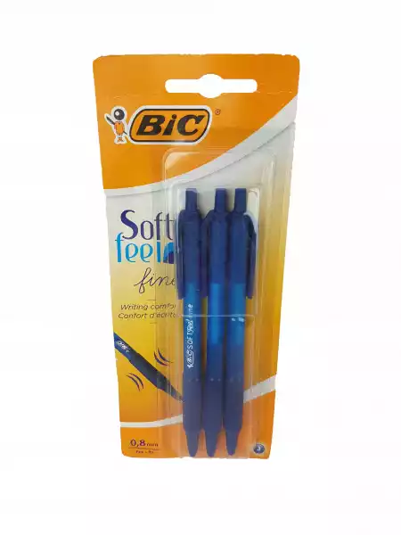 Długopis Niebieski Automatyczny Soft Feel 3Szt Bic