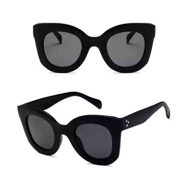 Okulary Damskie Kocie Oko Przeciwsłoneczne Czarne