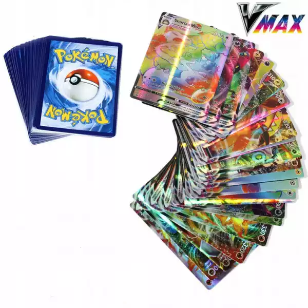 100 Szt Legendarnych Tcg Karty Pokemon 50V+50Vmax