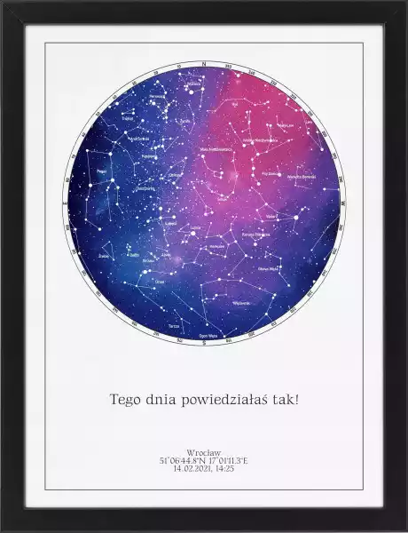 Mapa Gwiazd Plakat Dekoracja Obrazek 30X40