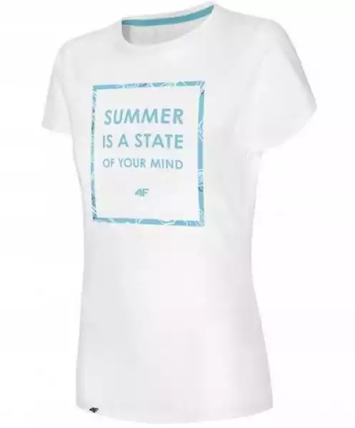 Koszulka 4F Damska T-Shirt Biała Bawełna Tsd009 Xs