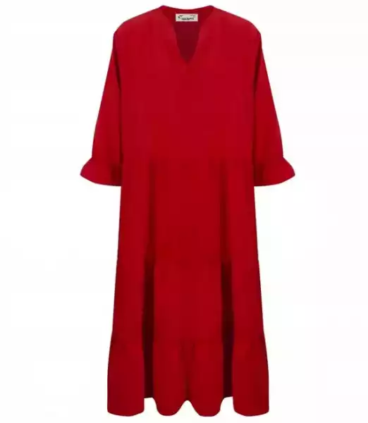 Roma Długa Oversize Sukienka Z Falbanami +Size 54
