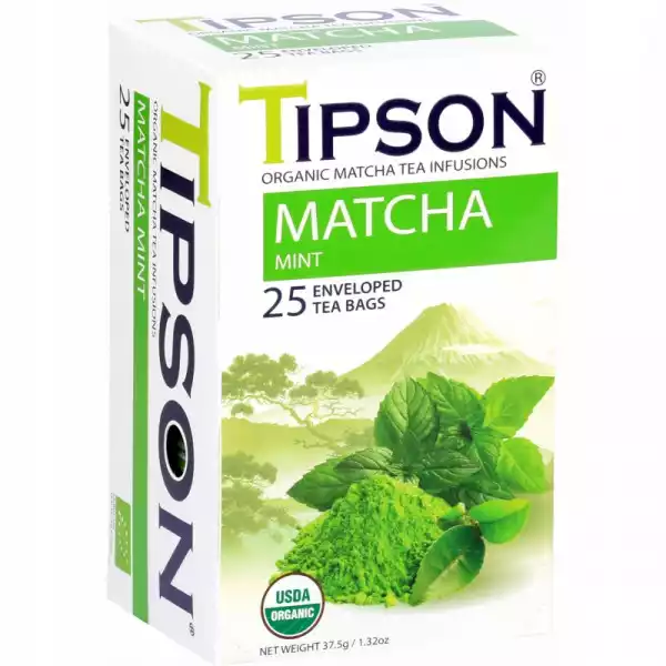 Tipson Matcha Mint Herbata Zielona Mięta Bio 25Szt