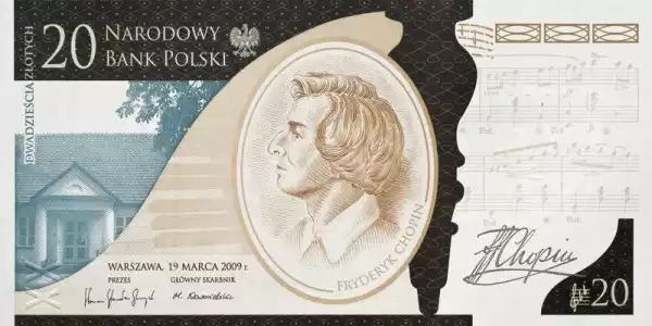 Banknot 20 Zł Fryderyk Chopin 2010