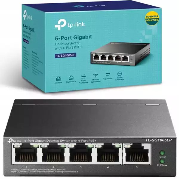 Switch Poe Rj45 Gigabit 5 Port Tp-Link Tl-Sg1005Lp