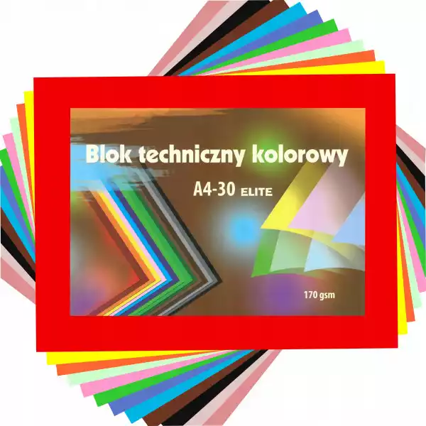 Blok Techniczny Kreska Elite Kolorowy A4 30 Kartek
