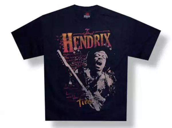 Jimi Hendrix Fire Black T-Shirt