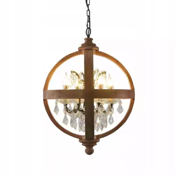 Żyrandol Vintage Lampa Wisząca Drewniana 50Cm