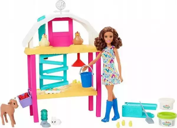 ﻿lalka Barbie Farma Radosnych Kurek Zestaw Z Lalką