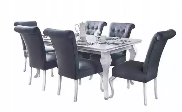 ﻿zestaw Duży Stół Z 6 Krzesłami Glamour Połysk