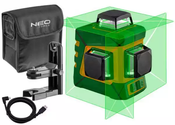 Neo Laser Krzyżowy Poziomica 20M Zielony + Etui