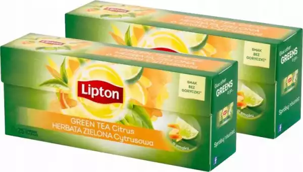 Herbata Zielona Lipton Green Tea Citrus 50Sztx1.3G