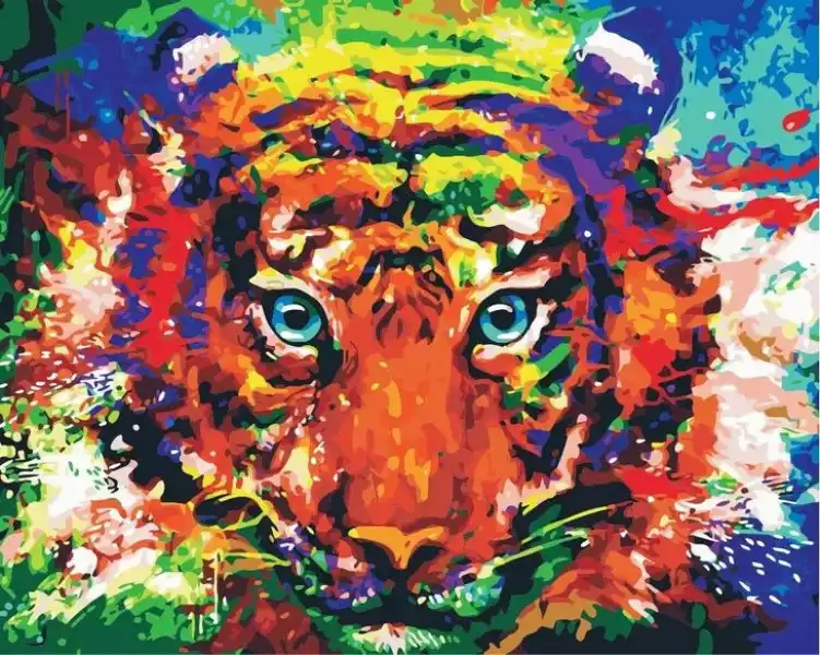 Malowanie Po Numerach - Tygrys Kolorowy 40X50Cm