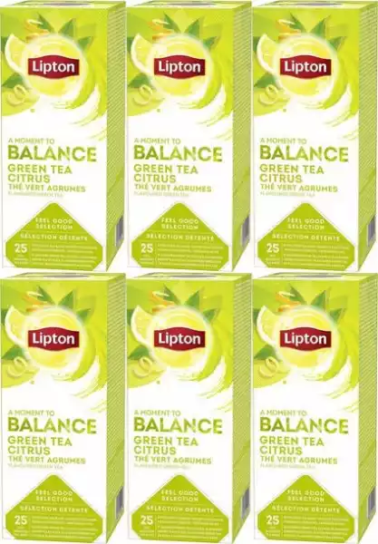 Herbata Zielona Lipton Cytrynowa 6X25Szt-1.3G
