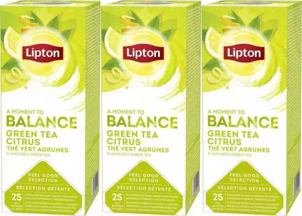 Herbata Zielona Lipton Cytrynowa 3X25Szt-1.3G