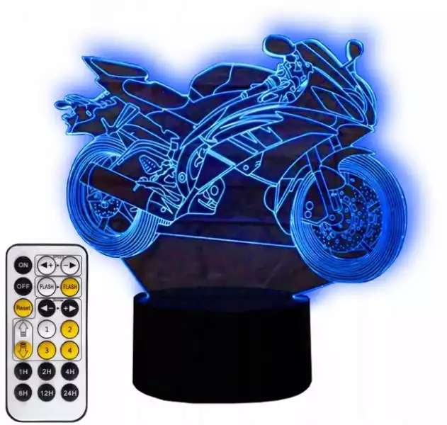 ﻿lampka Nocna 3D Led Motor Motocykl Ścigacz + Pilot