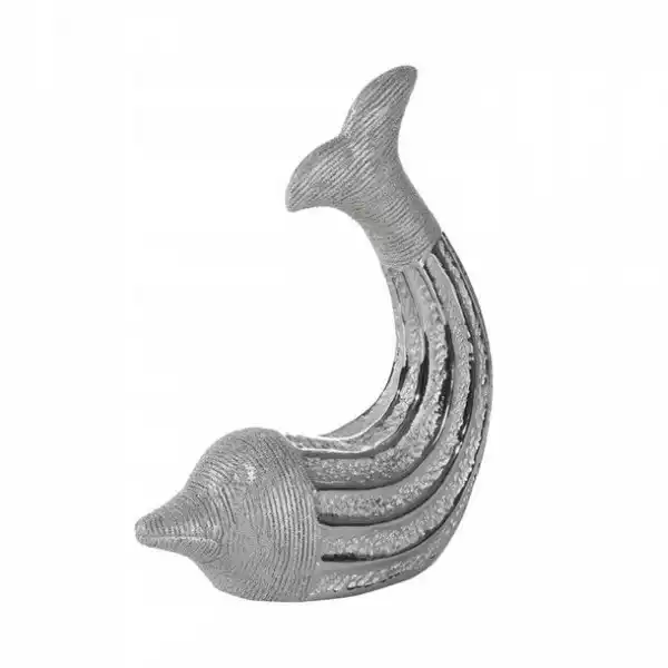 Figurka Dekoracyjna Delfin 14X6X17 Cm Srebrny