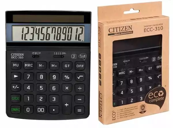 Kalkulator Biurowy Eco Citizen Ecc-310 Czarny