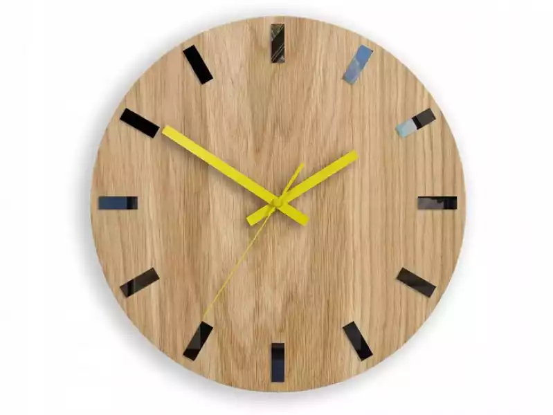 ﻿zegar Ścienny Wiszący Drewniany Simple Żółty