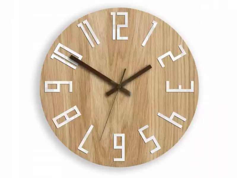 ﻿zegar Ścienny Drewniany Dębowy Cichy Slim Brązowy